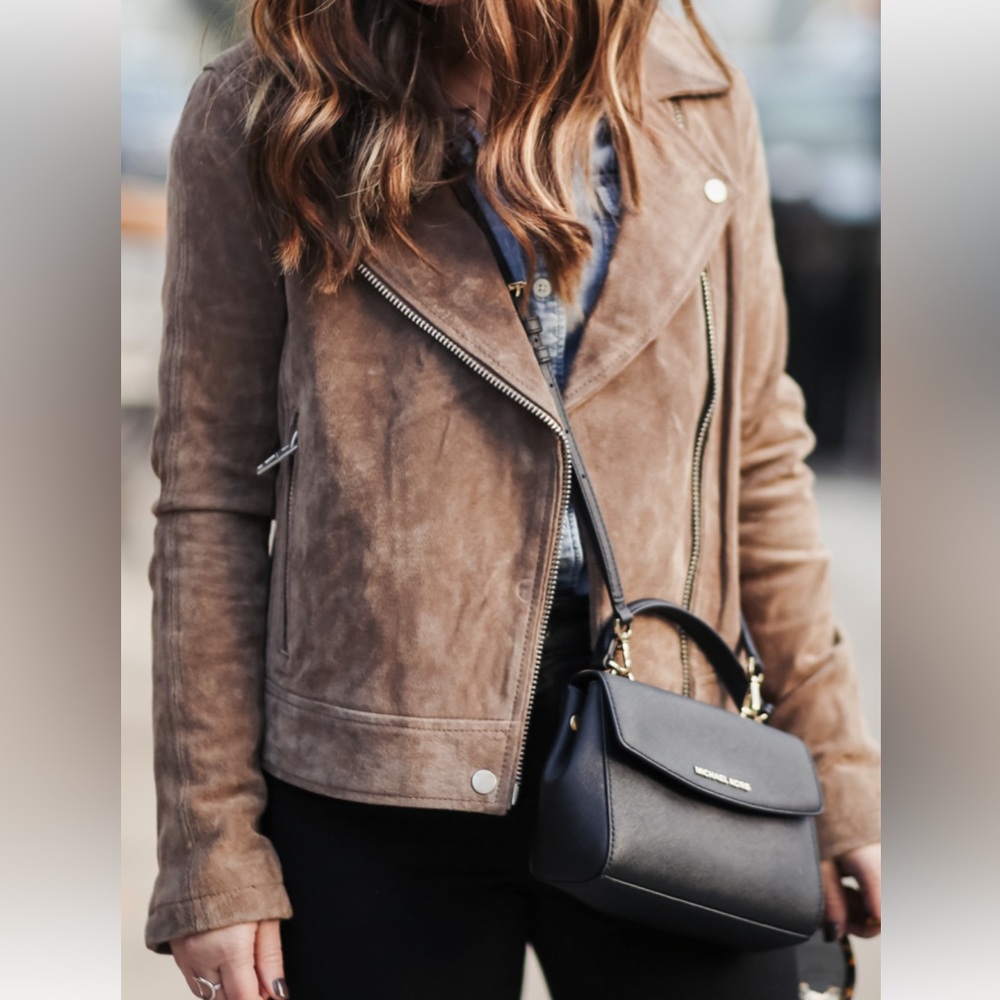 BLANK NYC *REAL* SUEDE JACKET in Taupe